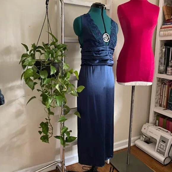 La Perla dark blue maxi nightgown, Camicia Notte Small - Picture 8 of 12